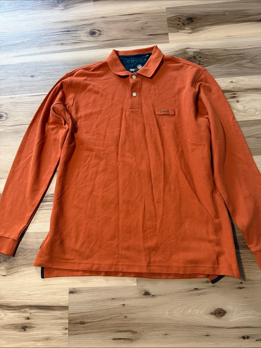 Orvis Men's Long Sleeve Polo in Orange